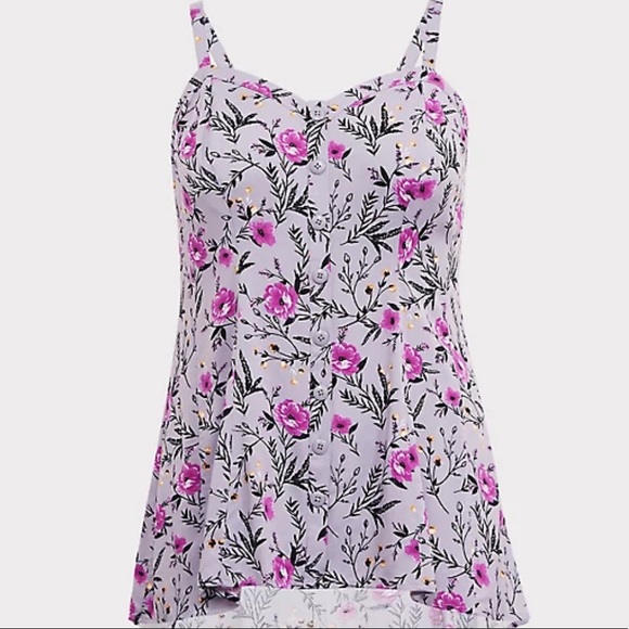 Grey Floral Challis Button Cami - Picture 4 of 6